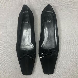 Stuart Weitzman kitten heel square toe black crepe pumps Size 8.5